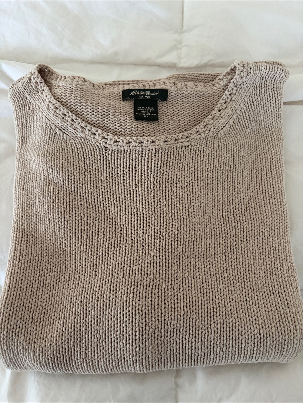 Eddie Bauer Knit Short Sleeve Sweater taupe XL